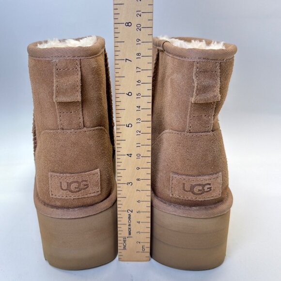 UGG Classic Mini Platform Chestnut Suede Boots Women Size 7 - Picture 7 of 11